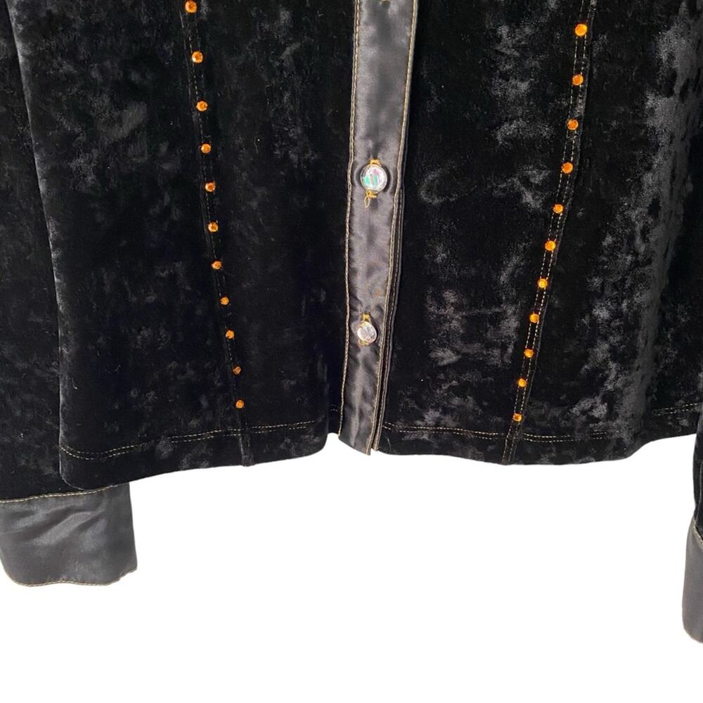 Love Amour Vintage Stretch Velvet Embellished Graphic Button Down Shirt medium - Picture 3 of 8